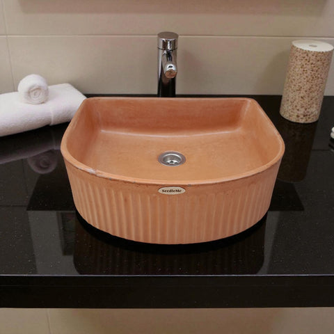 Image of The Aphrodite Terracotta Bespoke Concrete Sink 40 x 37.5 x 12.5cm Seedleme