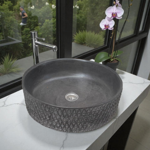 Image of The Emerald Dream Bespoke Black Concrete Sink 39.5 x 11.5cm Seedleme