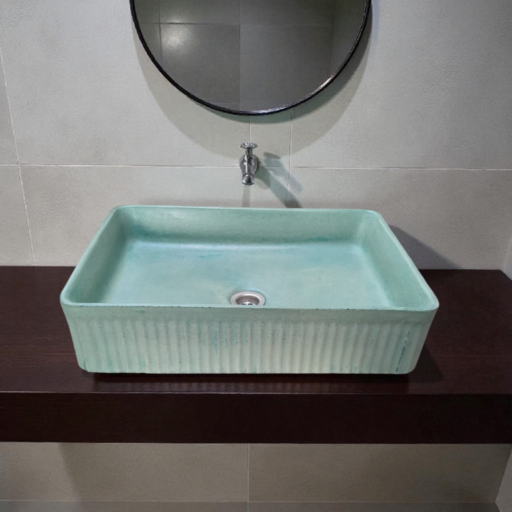 The Abalone Green Bespoke Concrete Sink 50 x 34 x 13cm