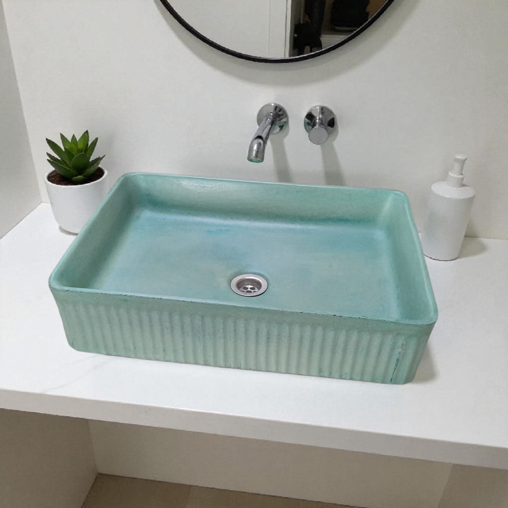 The Abalone Green Bespoke Concrete Sink 50 x 34 x 13cm