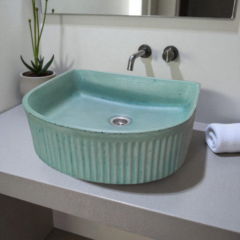Image of The Aphrodite Green Bespoke Concrete Sink 40 x 37.5 x 12.5cm