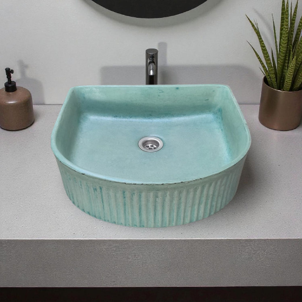 The Aphrodite Green Bespoke Concrete Sink 40 x 37.5 x 12.5cm