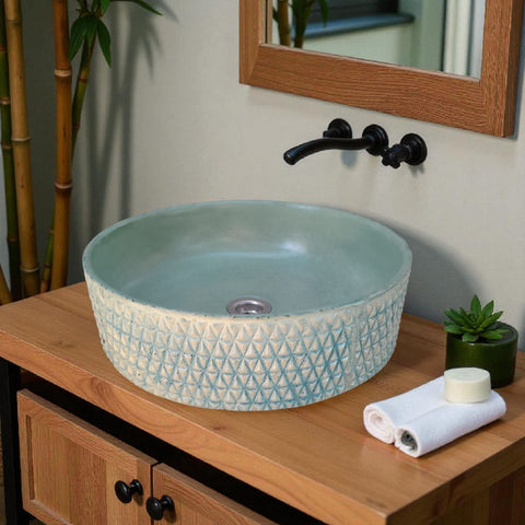 Image of The Emerald Dream Bespoke Green Concrete Sink 39.5 x 11.5cm Seedleme
