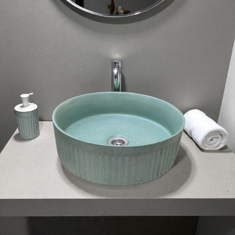 Image of The Pangolin Bespoke Green Round Ribbed Sink 36 x 11.5