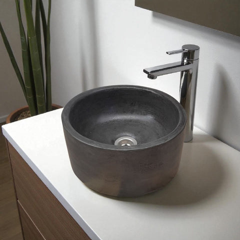 Image of Black Round Bespoke Concrete Sink 30 x 30 x 13cm Seedleme