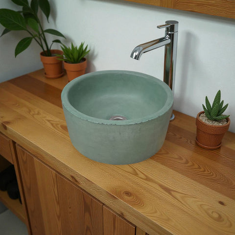 Image of Green Round Bespoke Concrete Sink 30 x 30 x 13cm