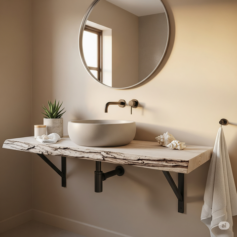 Image of Custom Raw edge timber shelf with brackets - Contact us for a Quote