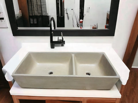 Image of Sandstone Double Butler 101 x 44.5 x 20.5cm Basin - Bespoke Handmade Sink Seedleme