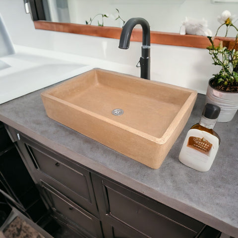 Image of Burnt Orange Large Concrete Sink 605x410x130mm Bespoke Basin Seedleme