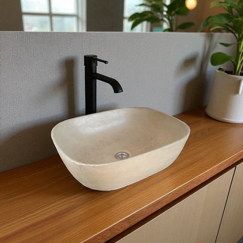 Image of Sandstone Bespoke Concrete Aquadite Bathroom Sink 50 x 40.5 x 14.5cm Seedleme