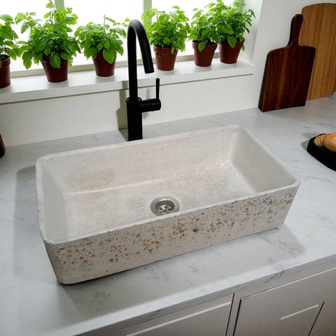 Image of Aquatina Ivory Namibian Dream Concrete Basin 47 x 23.5 x 12cm Seedleme