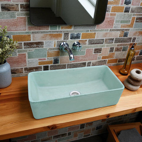 Image of Aquatina Green Concrete Basin 47 x 23.5 x 12cm