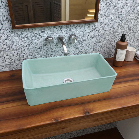 Image of Aquatina Green Concrete Basin 47 x 23.5 x 12cm Seedleme