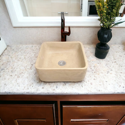 Image of Sandstone Cement Handmade Countertop Butler Sink 31x31x12cm - Seedleme