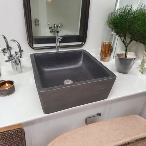 Image of Mermaids Pond 39x39x16cm Black Bespoke Sink Seedleme