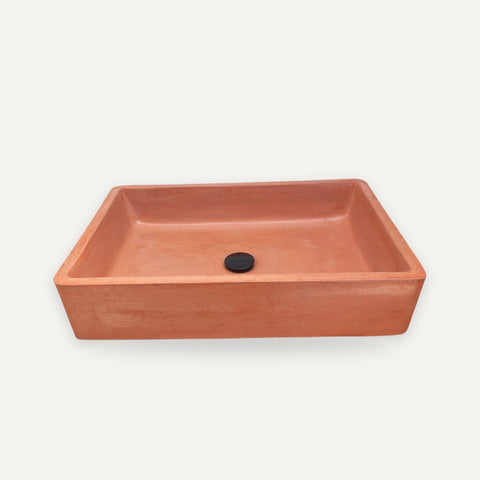 Image of Large Rectangle Concrete Sink – Terracotta – 60.5 x 41 x 13cm – handmade concrete basin by Seedleme, Cape Town – view 1