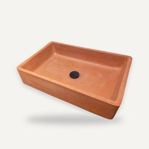 Image of Large Rectangle Concrete Sink – Terracotta – 60.5 x 41 x 13cm – handmade concrete basin by Seedleme, Cape Town – view 4