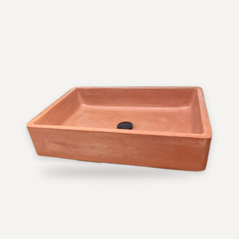 Image of Large Rectangle Concrete Sink – Terracotta – 60.5 x 41 x 13cm – handmade concrete basin by Seedleme, Cape Town – view 5