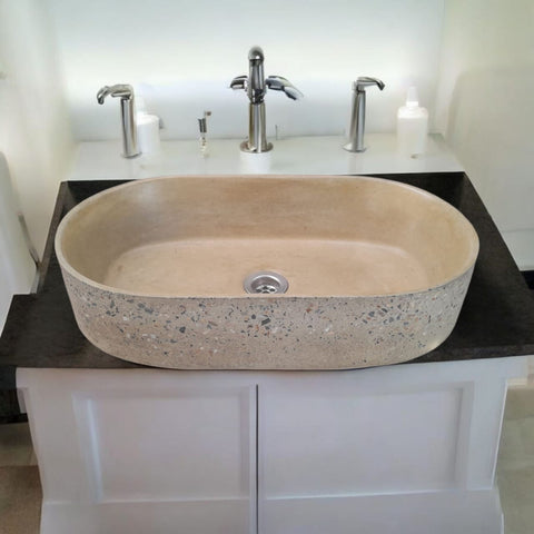 Image of Gaia's Ark Sandstone Namibian Dream Bespoke Concrete Sink 53 x 30 x 11.5cm Seedleme