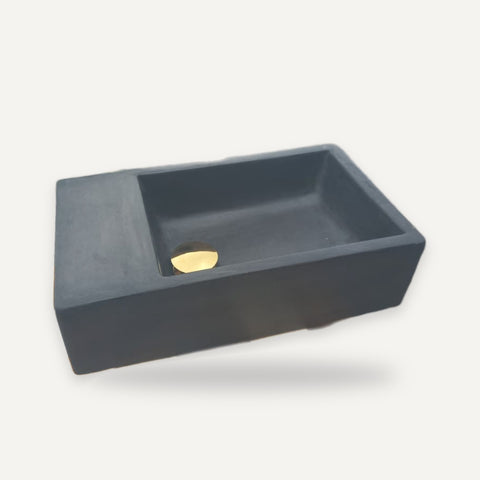 Image of Rectangle Concrete Basin – Black – 42 x 24 x 11.5cm – handmade concrete basin by Seedleme, Cape Town – view 2