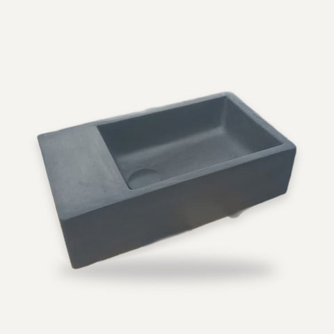 Image of Rectangle Concrete Basin – Black – 42 x 24 x 11.5cm – handmade concrete basin by Seedleme, Cape Town – view 3