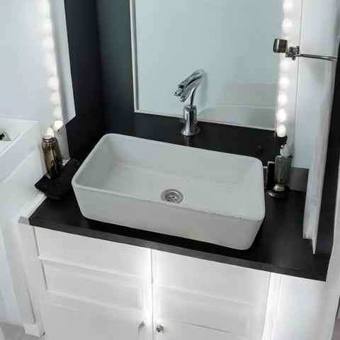 Image of Aquatina Ivory Concrete Basin 47 x 23.5 x 12cm Seedleme