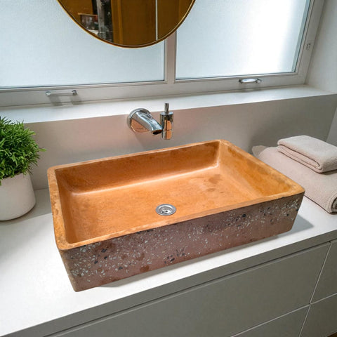 Image of Burnt Orange Namibian Dream Large Concrete Sink 605x410x130mm Bespoke Basin Seedleme