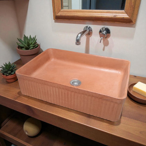 Image of The Abalone Terracotta Bespoke Concrete Sink 50 x 34 x 13cm Seedleme