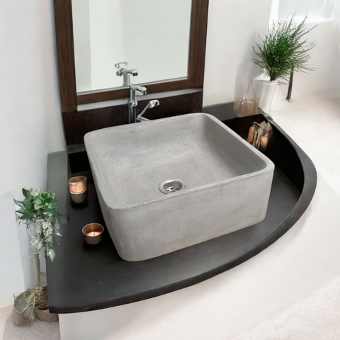 Image of Concrete Cement Handmade Basin Countertop Butler Sink 31 x 31 x 12cm Seedleme
