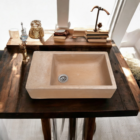 Image of Burnt Orange Indoor & Outdoor Basin 42 x 24 x 11.5cm - Concrete Sink Seedleme