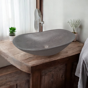 Bespoke Charcoal Cement Basin Sink Modern Oval Shape 59 x 39 x 12cm