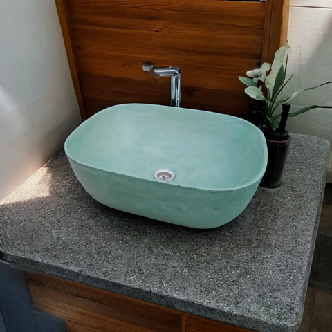 Image of Green Concrete Aquadite Bathroom Sink 50 x 40.5 x 14.5cm Seedleme