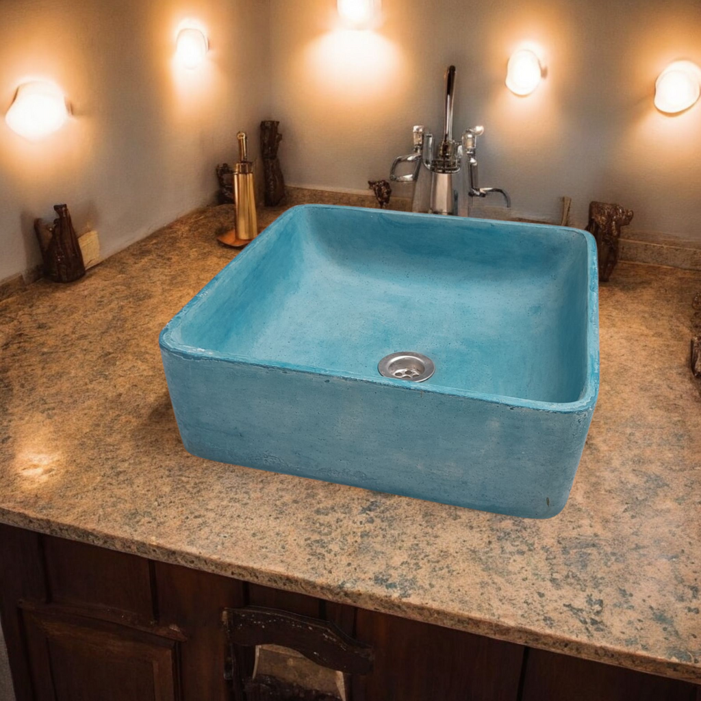 Ocean Blue 36 x 36 x 12cm Bespoke Concrete Basin/Sink Handmade in RSA