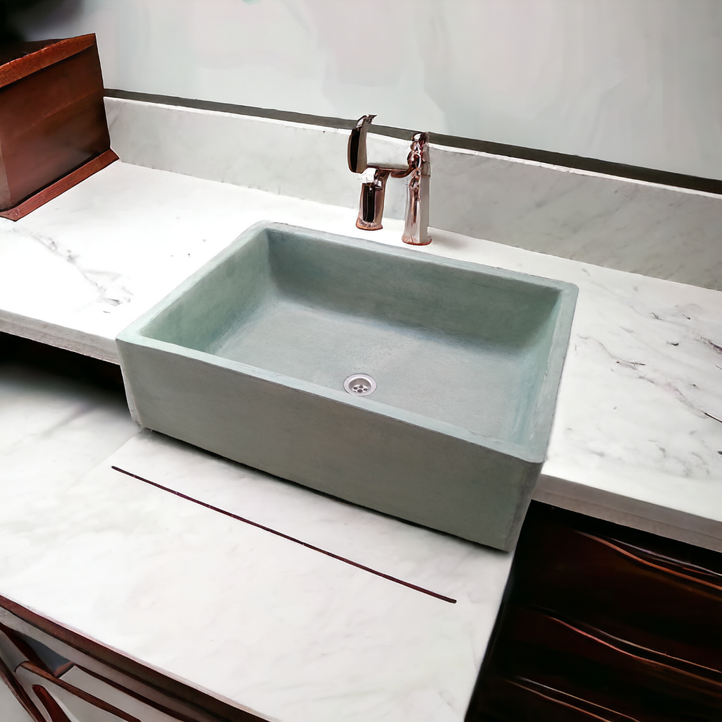 Green Bespoke Single Farm Style Concrete Basin 65 x 45 x 20cm