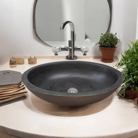 Image of Angels Rock Pool Black Bespoke Bathroom Sink 545x400x165mm Seedleme