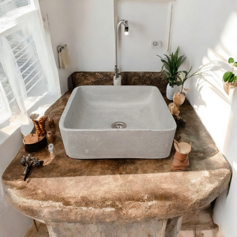 Image of Concrete Cement Handmade Basin Countertop Butler Sink 36 x 36 x 12cm Seedleme