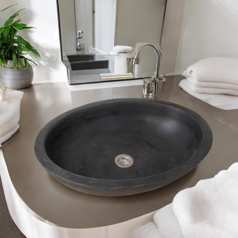 Image of Angels Rock Pool Black Bespoke Bathroom Sink 545x400x165mm Seedleme
