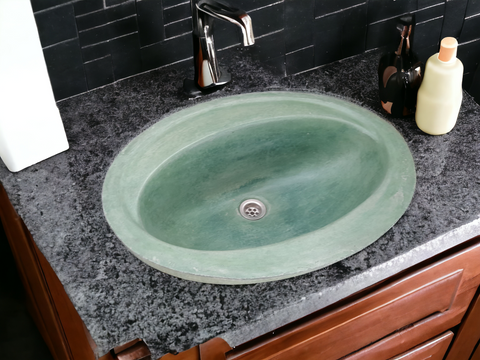 Image of Bespoke Green drop in Concrete Basin 61 x 47 x 18cm