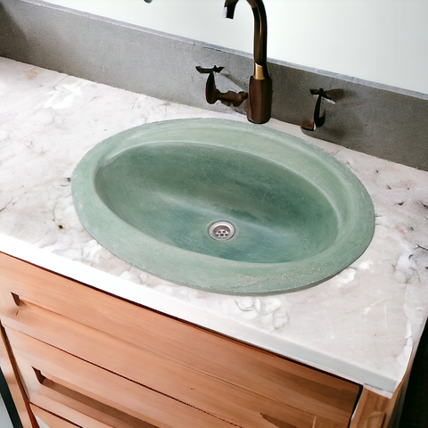 Image of Bespoke Green drop in Concrete Basin 61 x 47 x 18cm