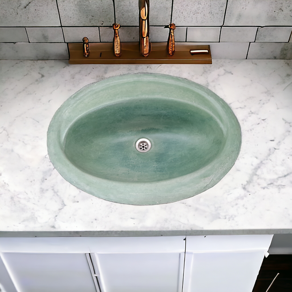 Bespoke Green drop in Concrete Basin 61 x 47 x 18cm