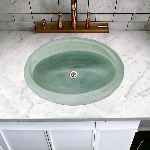 Image of Bespoke Green drop in Concrete Basin 61 x 47 x 18cm