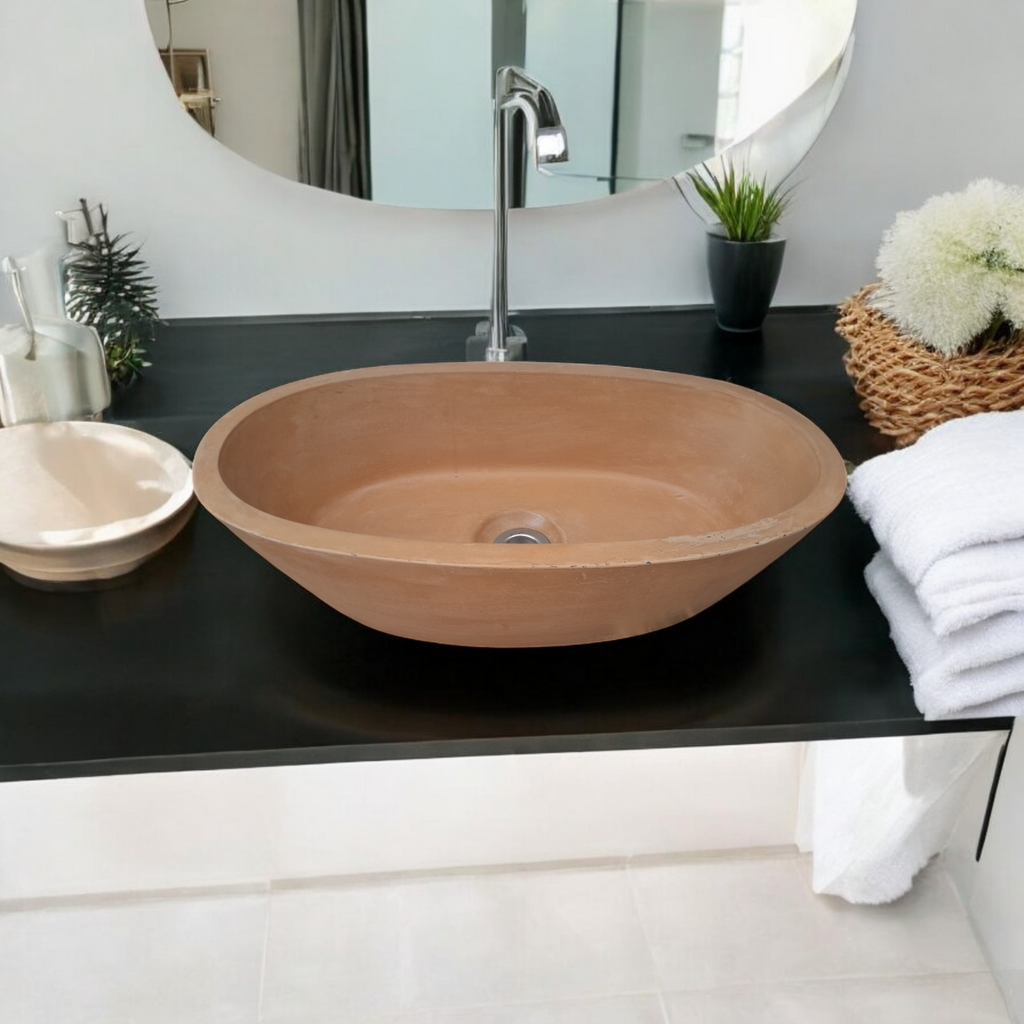 Calypso Burnt Orange Bespoke Concrete Basin 56 x 29.5 x 15cm