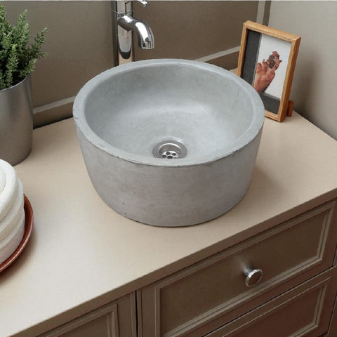 Image of Grey Round Bespoke Concrete Sink 30 x 30 x 13cm Seedleme
