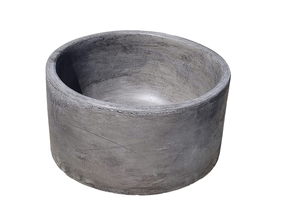 Round Flat Charcoal Concrete Sink. Hand Crafted in South Africa. High-quality Bespoke 40 x 40 x 25cm