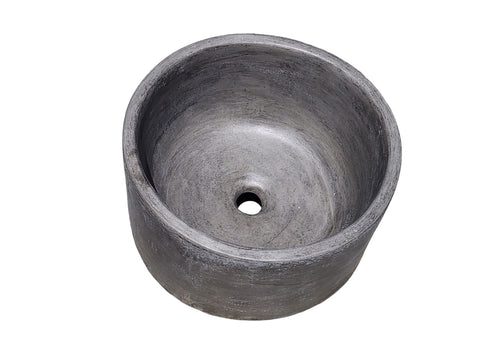 Image of Charcoal Cement Round Flat Countertop basin. Hand Made Concrete Sink. 40cm x 40cm x 20cm Seedleme