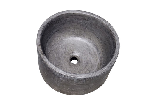 Image of Charcoal Cement Round Flat Countertop basin. Hand Made Concrete Sink. 40cm x 40cm x 20cm