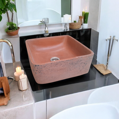 Image of Terracotta Exposed Aggregate Countertop Butler Basin 31x31x12cm Seedleme