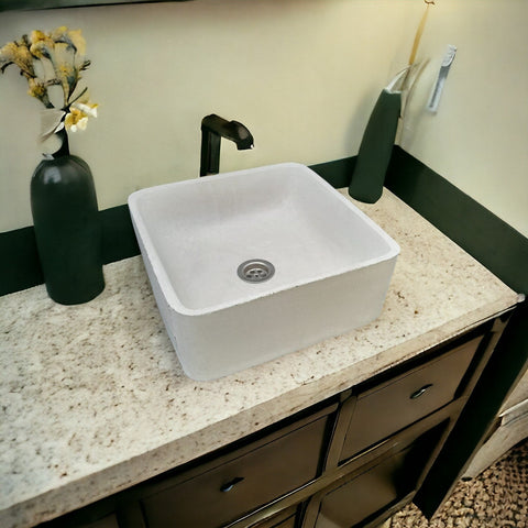 Image of Ivory Cement Concrete Basin/Sink 31 x 31 x 12cm - High Quality made in RSA Seedleme