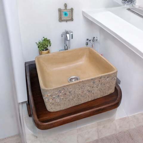 Image of Sandstone Namibian Dream Exposed Countertop Butler Basin 31x31x12cm Seedleme