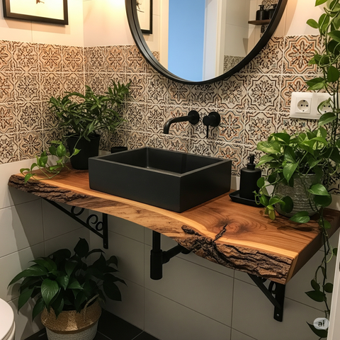 Image of Custom Raw edge timber shelf with brackets - Contact us for a Quote Seedleme